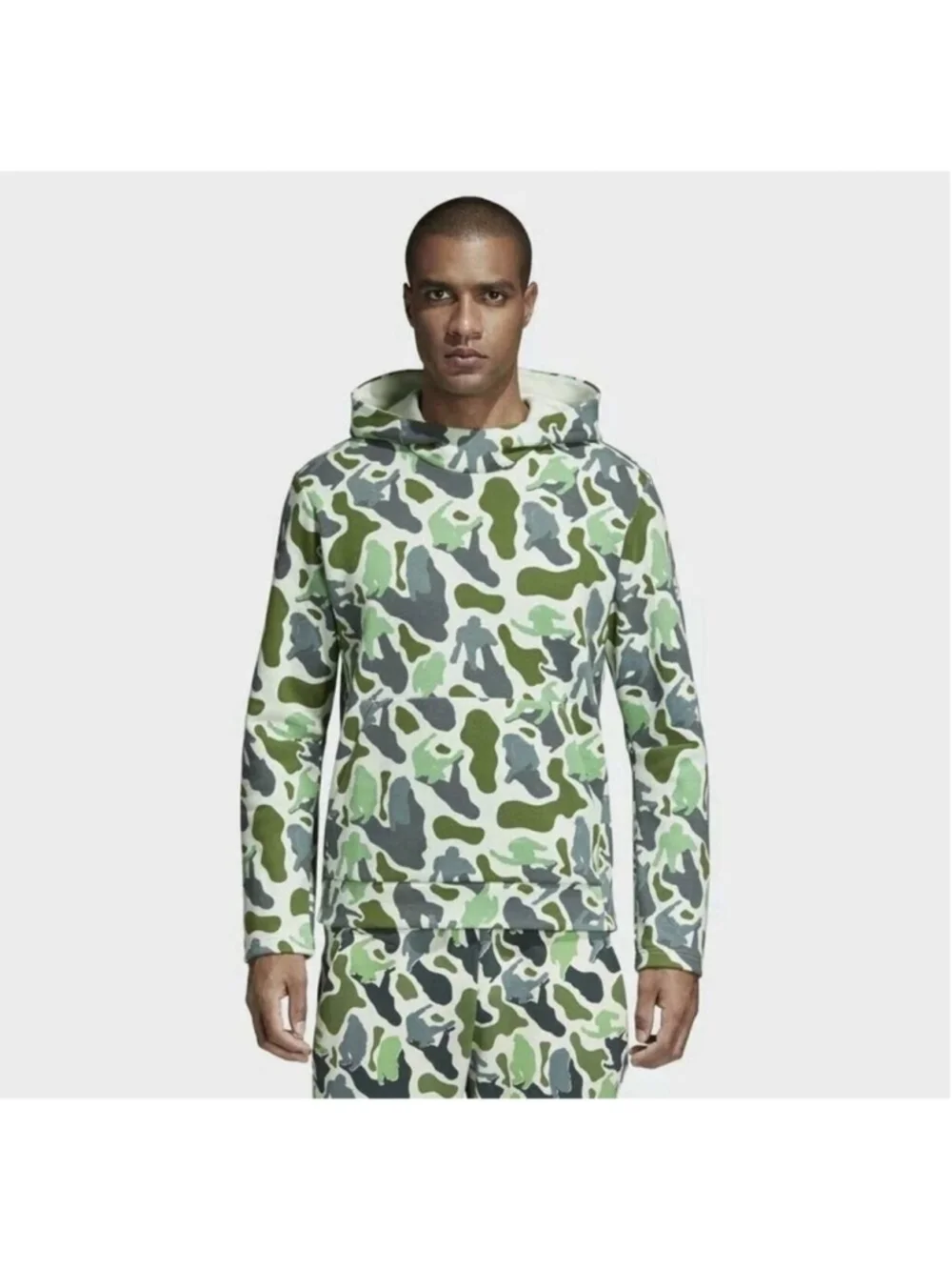 Adidas NRD Champ Hoodie Green Camo Nerd Pullover Sweatshirt M